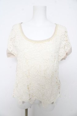 画像1: axes femme / レースデザイン半袖プルオーバー  生成り Y-26-02-27-013-AX-BL-SZ-ZY