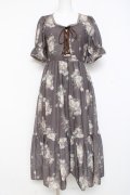 axes femme / ミルフィーユローズ柄ワンピース M チャコール Y-26-02-27-104-AX-OP-SZ-ZY