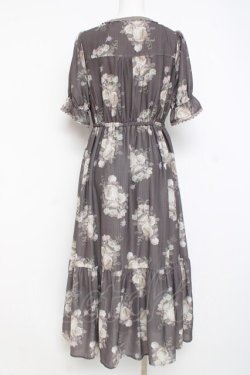 画像2: axes femme / ミルフィーユローズ柄ワンピース M チャコール Y-26-02-27-104-AX-OP-SZ-ZY