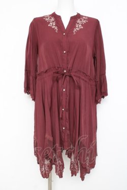 画像1: axes femme / フィッシュテールチュニック M ワイン Y-26-02-27-105-AX-OP-SZ-ZY