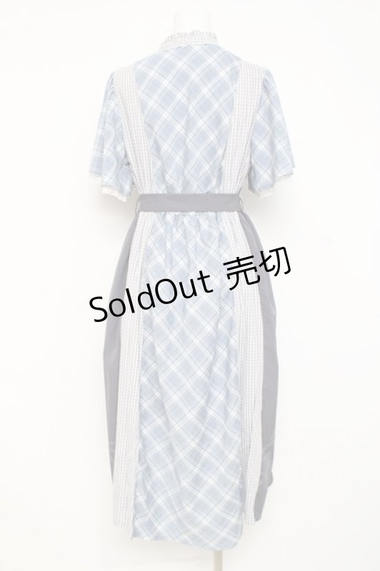 画像2: axes femme / チェック切替パッチワークワンピース F サックス Y-26-02-27-109-AX-OP-SZ-ZI (2)