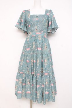 画像1: axes femme / レーヌローズ柄ワンピース  グリーン Y-26-02-27-111-AX-OP-SZ-ZY