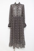 axes femme / 幾何学柄ロングワンピース M 黒 Y-26-02-27-112-AX-OP-SZ-ZY