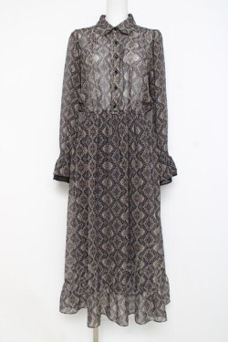 画像1: axes femme / 幾何学柄ロングワンピース M 黒 Y-26-02-27-112-AX-OP-SZ-ZY