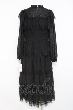 画像2: axes femme NOSTALGIE / ドットドビー×レースワンピ M 黒 Y-26-02-27-113-AX-OP-SZ-ZY