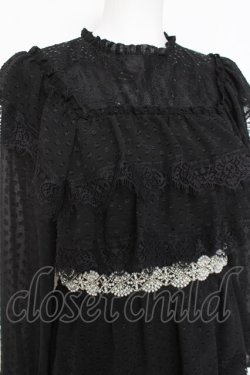 画像3: axes femme NOSTALGIE / ドットドビー×レースワンピ M 黒 Y-26-02-27-113-AX-OP-SZ-ZY