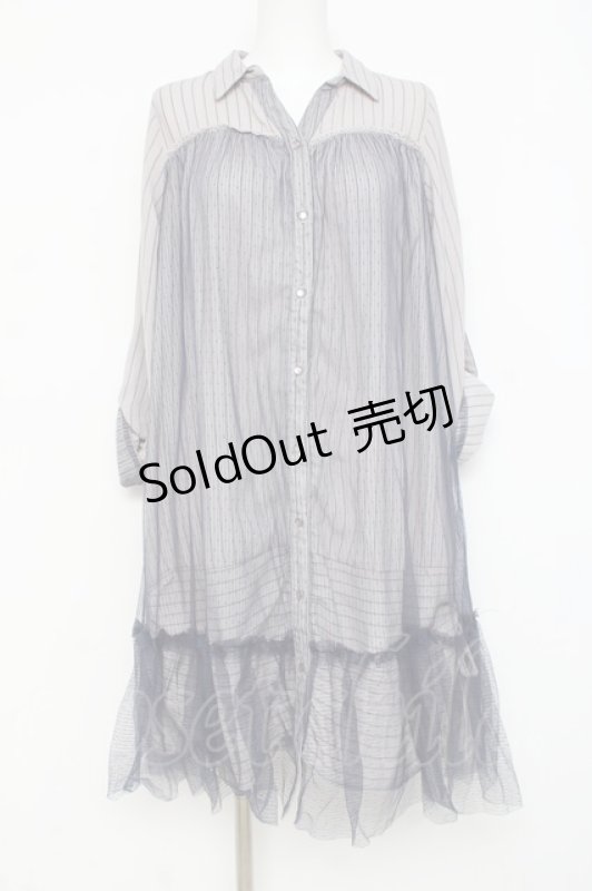 画像1: axes femme / チュール重ねチュニック  ブルーグレー Y-26-02-27-121-AX-OP-SZ-ZY (1)