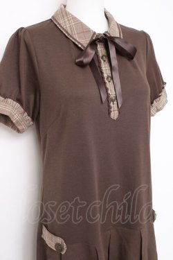 画像3: axes femme / ポイントチェック柄カットワンピース M 茶 Y-26-02-27-122-AX-OP-SZ-ZY