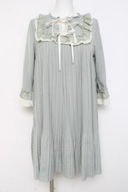 画像1: axes femme POETIQUE / ヨークレース使いプリーツワンピース M ミント Y-26-02-27-123-AX-OP-SZ-ZY