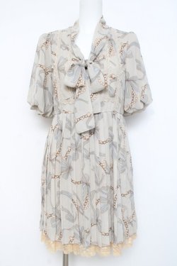 画像1: axes femme / リボン柄ワンピース M グレー Y-26-02-27-127-AX-OP-SZ-ZY