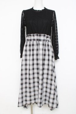 画像1: axes femme / レースドッキングワンピース M 黒 Y-26-02-27-128-AX-OP-SZ-ZY