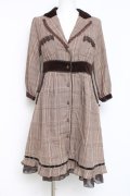 axes femme / チェック柄前あきワンピース M 茶 Y-26-02-27-131-AX-OP-SZ-ZY