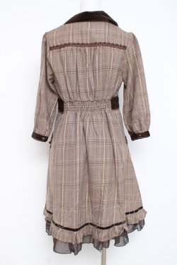 画像2: axes femme / チェック柄前あきワンピース M 茶 Y-26-02-27-131-AX-OP-SZ-ZY