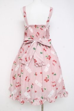 画像2: Chalmiere / チェリーバニー柄ジャンスカ M ピンク Y-26-02-27-137-LO-OP-SZ-ZY