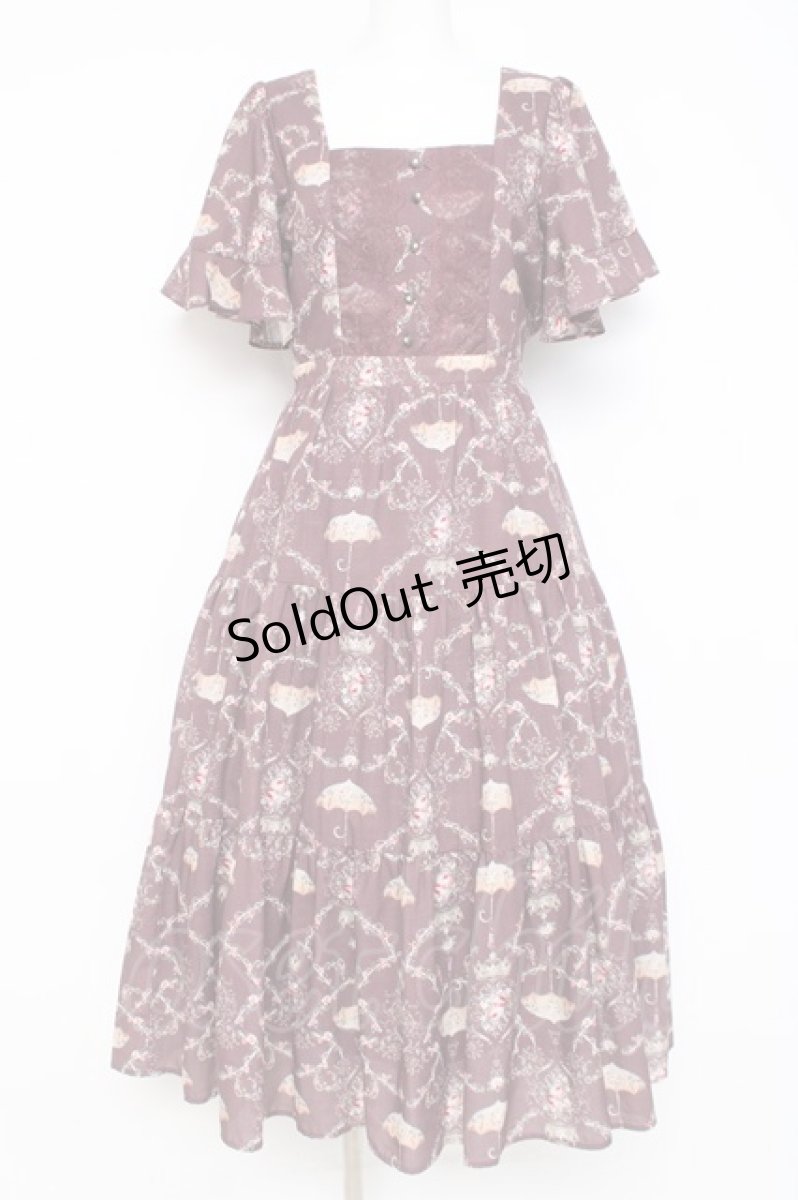 画像1: axes femme / レーヌローズ柄ワンピース M ワイン Y-26-02-27-139-AX-OP-SZ-ZI (1)
