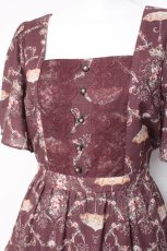 画像3: axes femme / レーヌローズ柄ワンピース M ワイン Y-26-02-27-139-AX-OP-SZ-ZI (3)