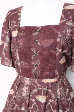 画像3: axes femme / レーヌローズ柄ワンピース M ワイン Y-26-02-27-139-AX-OP-SZ-ZY
