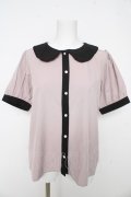 axes femme / バイカラー丸襟ブラウス  ピンク Y-26-02-27-019-AX-BL-SZ-ZY