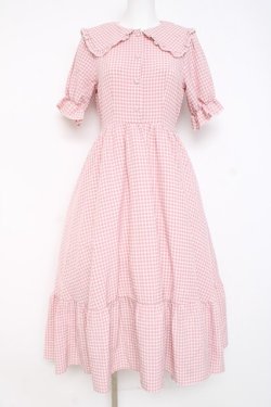 画像1: m petit by misako / ギンガムチェックワンピース S 中桃 Y-26-02-27-148-LO-OP-SZ-ZY