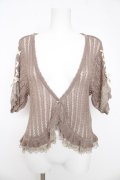 axes femme / 透かし編サマーニットボレロ  モカ Y-26-02-27-020-AX-TO-SZ-ZY