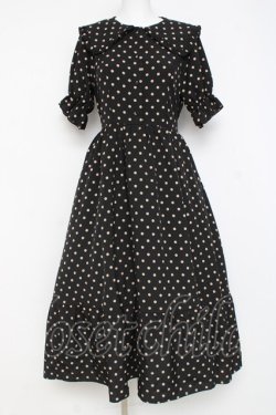 画像1: m petit by misako / 梨地水玉半袖ワンピース S 黒 Y-26-02-27-150-LO-OP-SZ-ZY