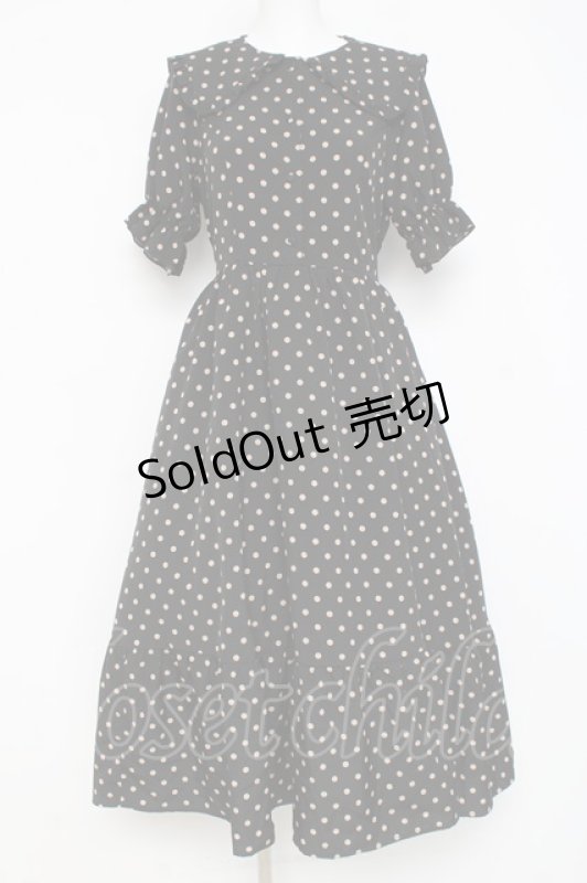 画像1: m petit by misako / 梨地水玉半袖ワンピース S 黒 Y-26-02-27-150-LO-OP-SZ-ZI (1)