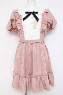 画像1: Secret Honey / フリルストライプワンピース 2 ピンク Y-26-02-27-154-CA-OP-SZ-ZY