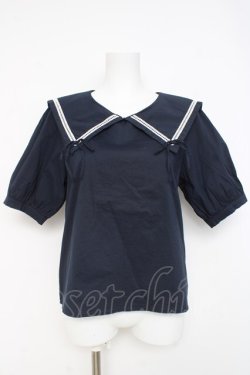 画像1: axes femme POETIQUE / マリンセーラーブラウス M 紺 Y-26-02-27-162-AX-BL-SZ-ZY