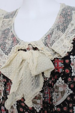 画像3: PINK HOUSE / ミニローズと白鳩柄ワンピース F 黒 Y-26-02-27-163-LO-OP-SZ-ZY