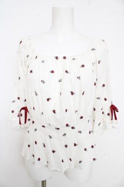 画像1: axes femme / ミニローズ刺繍ブラウス M 白 Y-26-02-27-023-AX-BL-SZ-ZY