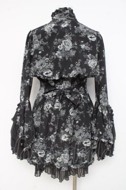 画像3: MARBLE / 姫袖ボレロ付き配色切り替えデコラティブワンピース  グレーバラ柄ワンピース×黒ボレロ Y-26-02-27-166-GO-OP-IG-ZY