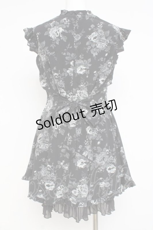 画像5: MARBLE / 姫袖ボレロ付き配色切り替えデコラティブワンピース  グレーバラ柄ワンピース×黒ボレロ Y-26-02-27-166-GO-OP-IG-ZY (5)