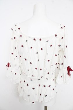 画像2: axes femme / ミニローズ刺繍ブラウス M 白 Y-26-02-27-023-AX-BL-SZ-ZY