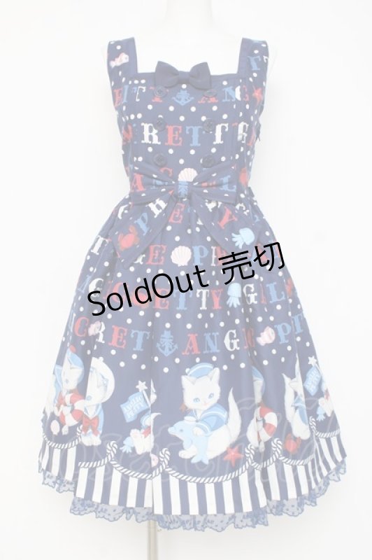 画像1: Angelic Pretty / Sailor Marine Kittenジャンパースカート  紺 Y-26-02-27-172-AP-OP-SZ-ZY (1)