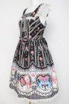 画像2: Angelic Pretty / Be My Valentineジャンパースカート  黒 Y-26-02-27-173-AP-OP-SZ-ZY (2)