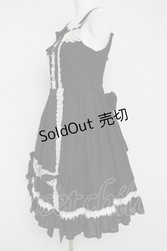 画像2: BABY, THE STARS SHINE BRIGHT / はわせ Floralジャンパースカート＆ミニリボンクリップセット  クロ Y-26-02-27-175-BA-OP-IG-ZY (2)