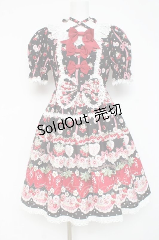 画像1: BABY, THE STARS SHINE BRIGHT / Juicy Strawberry Memory柄ワンピース  クロ Y-26-02-27-180-BA-OP-IG-ZY (1)