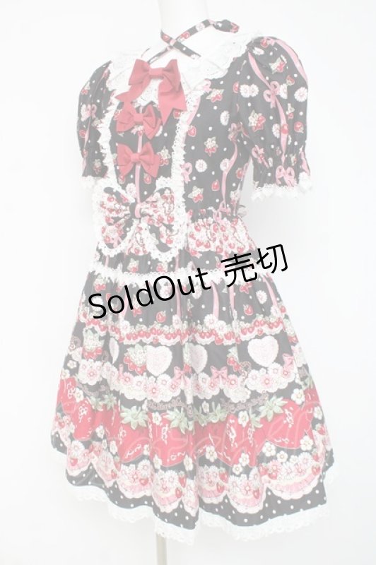 画像2: BABY, THE STARS SHINE BRIGHT / Juicy Strawberry Memory柄ワンピース  クロ Y-26-02-27-180-BA-OP-IG-ZY (2)