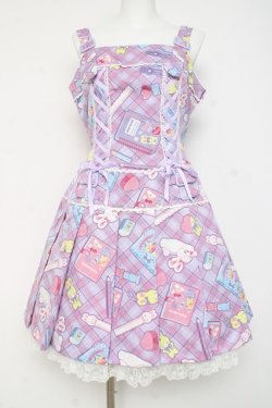 画像1: Angelic Pretty / Fancy Stationeryローウエストジャンパースカート  ラベンダー Y-26-02-27-182-AP-OP-IG-ZY