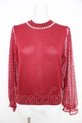 axes femme / 袖ドットチュールプルオーバー  赤 Y-26-02-27-028-AX-TO-SZ-ZY