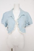axes femme / フリルシャツ風ボレロ M サックス Y-26-02-27-029-AX-TO-SZ-ZY