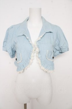 画像1: axes femme / フリルシャツ風ボレロ M サックス Y-26-02-27-029-AX-TO-SZ-ZY