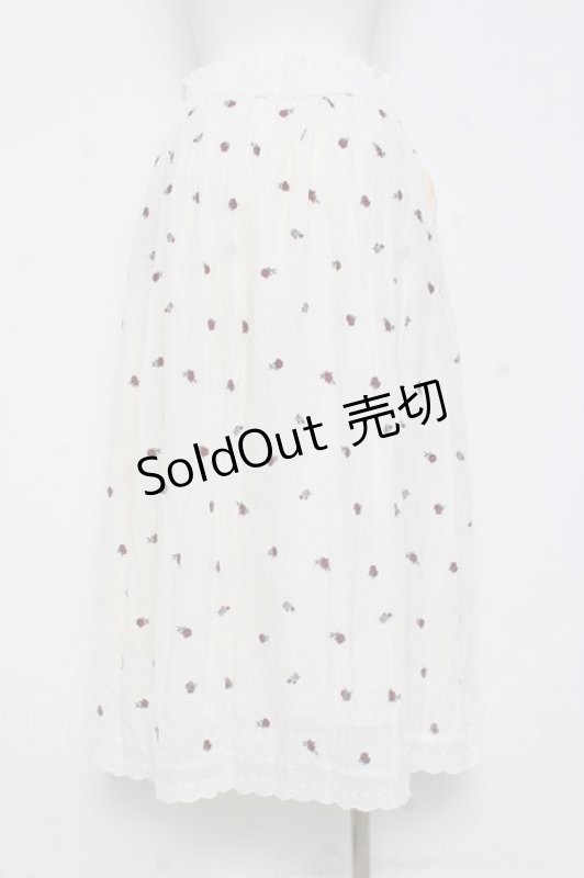 画像2: axes femme / ミニローズ刺繍ロングスカート F 白 Y-26-02-27-190-AX-SK-SZ-ZI (2)