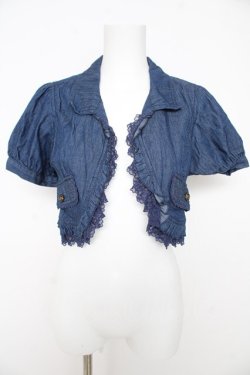 画像1: axes femme / フリルシャツ風ボレロ M 青 Y-26-02-27-030-AX-TO-SZ-ZY