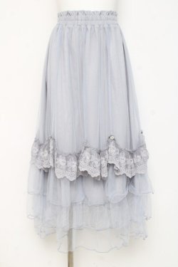 画像1: axes femme / ローズ付ドレープチュールスカート F サックス Y-26-02-27-197-AX-SK-SZ-ZY