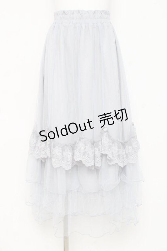 画像1: axes femme / ローズ付ドレープチュールスカート F サックス Y-26-02-27-197-AX-SK-SZ-ZY (1)