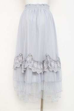 画像2: axes femme / ローズ付ドレープチュールスカート F サックス Y-26-02-27-197-AX-SK-SZ-ZY