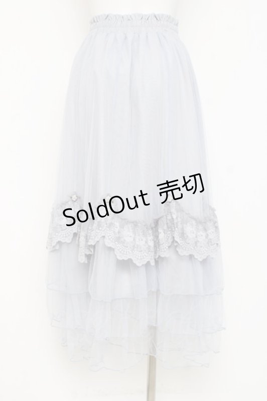 画像2: axes femme / ローズ付ドレープチュールスカート F サックス Y-26-02-27-197-AX-SK-SZ-ZY (2)