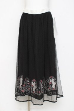 画像1: axes femme / ディズニー/ミニー刺繍スカート M 黒 Y-26-02-27-198-AX-SK-SZ-ZY