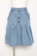 axes femme / リボン×プリーツデニムスカート  サックス Y-26-02-27-199-AX-SK-SZ-ZY
